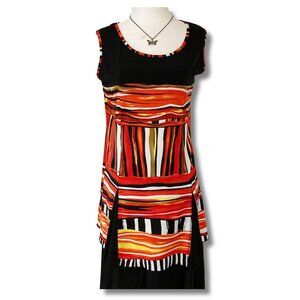 INITIATIVES Bold striped black orange red tunic tank top ~ SMALL MEDIUM shirt